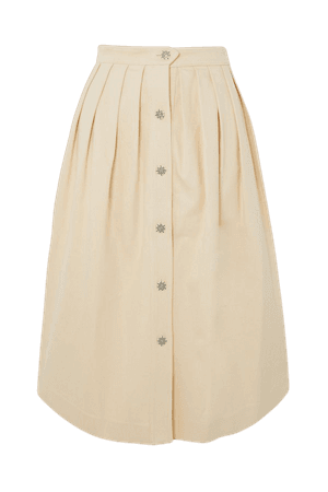 Cream Pleated cotton-blend midi skirt | Giuliva Heritage | NET-A-PORTER