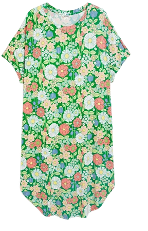 Green floral oversized t-shirt dress - Green medium - Monki WW