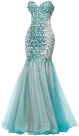 Dress long blue silver mermaid