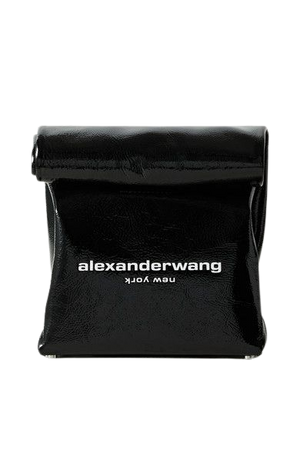 Lunch Bag Printed Patent-leather Clutch - Black