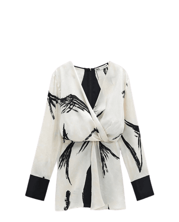 PRINTED BLOUSE WITH KNOT | ZARA United States