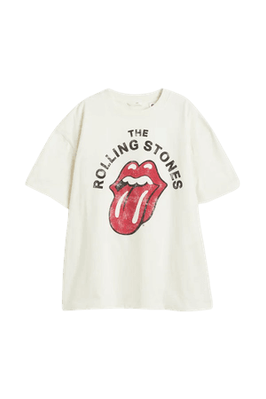 Oversized Printed T-shirt - Cream/The Rolling Stones - Ladies | H&M US