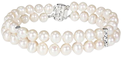 Belk & Co. 6-7 MM Cultured Freshwater Pearl Double-Row Bracelet with Sterling Silver Dividers and Clasp