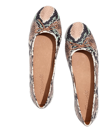 The Adelle Ballet Flat in Snake Embossed Leather