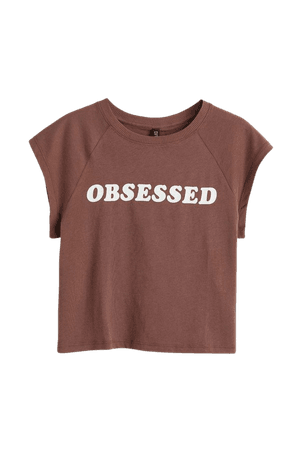 Printed Crop Top - Brown/Obsessed - Ladies | H&M US