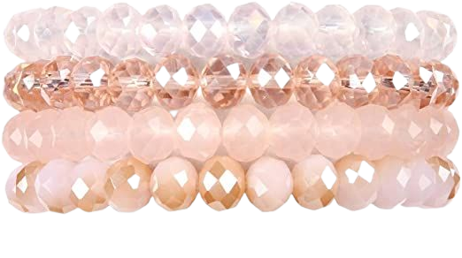 Amazon.com: Bohemian Multi-Layer Beaded Stacking Bracelet - Versatile Stretch Strand Statement Wrap Slip-on Cuff Bangle Shiny Crystal Bead Metallic, USA Flag, Rainbow Pride (Sparkly Mix - Light Pink): Clothing, Shoes & Jewelry