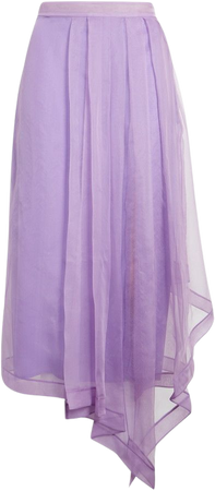 Asymmetrical Silk Organza Midi Skirt