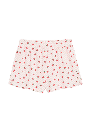 Checkered strawberry cotton shorts - Pink checks - Monki WW