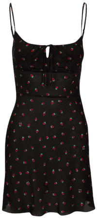 The Inez Black Strawberry | Silk Mini Dress | Réalisation Par