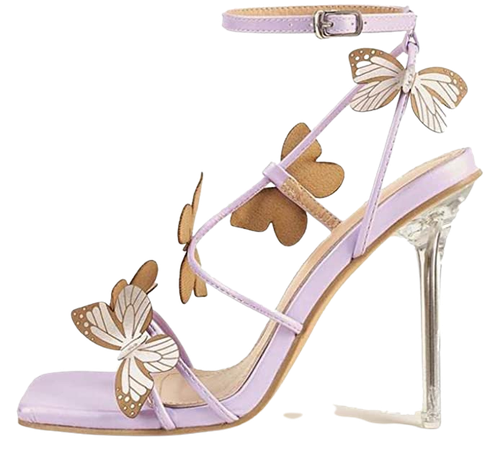 Amazon.com | Womens Butterfly Heeled Sandals Strappy Clear High Heels | Shoes
