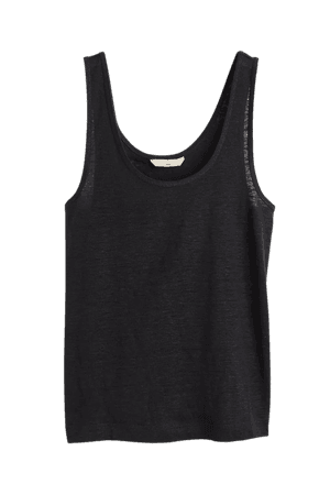 Linen jersey vest top - Black - Ladies | H&M US
