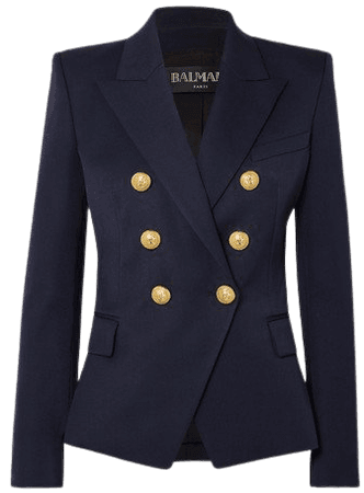 Double-breasted Wool-twill Blazer - Navy