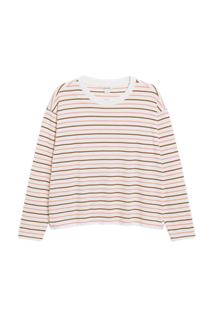 Soft long-sleeve top - Black and pink stripes - T-shirts - Monki WW