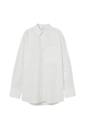 Oversized Cotton Shirt - White - Ladies | H&M US