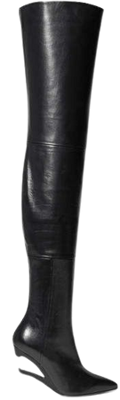 Unravel Project - Leather Over-the-knee Boots - Black