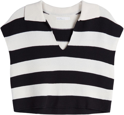 Cropped Striped Collared Sweater | OAK + FORT