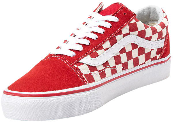 Vans Old Skool Checkerboard Skate Shoe - Red / White | Journeys