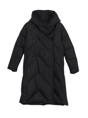 Long Liner Puffer Jacket-Black/Sand/White-Outerwear-Lattelier