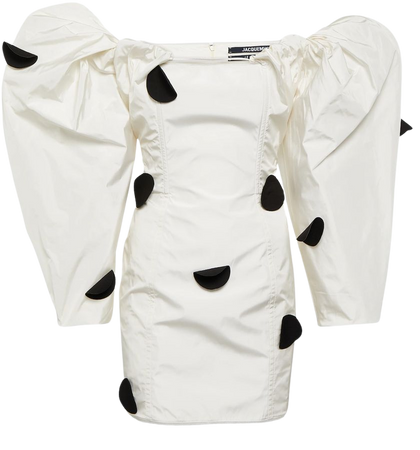 La Robe Taffetas Polka Dot Minidress in White - Jacquemus | Mytheresa