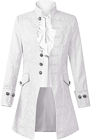 Amazon.com: Makkrom Mens Steampunk Gothic Victorian Jackets Pirate Costume Medieval Renaissance Brocade Tailcoat Tuxedo Coats White: Clothing