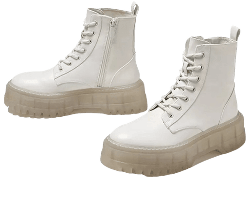white beiges boots platform