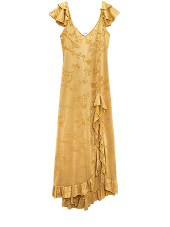 JACQUARD RUFFLED DRESS - Golden | ZARA United States