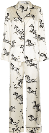 Olivia von Halle zebra print silk pajama set white & black CT0020LILAZEBEDEE - Farfetch