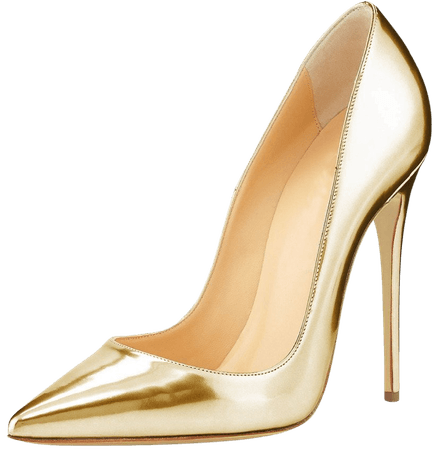 Buy New Fashion Gold Leather 12cm heels Woman Pumps sexy Pointed Toe Classic
