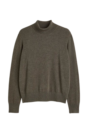 H&M+ Fine-knit Turtleneck Sweater - Dark khaki green - Ladies | H&M US