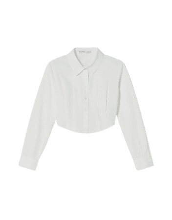 Corset-style poplin shirt - New - Woman | Bershka