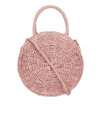 Pink Woven Straw Effect Round Bag | New Look