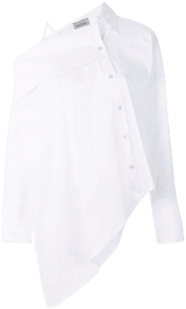 Balossa White Shirt deconstructed off shoulder shirt