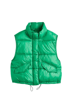 Stand-up-collar Puffer Vest - Green - Ladies | H&M US