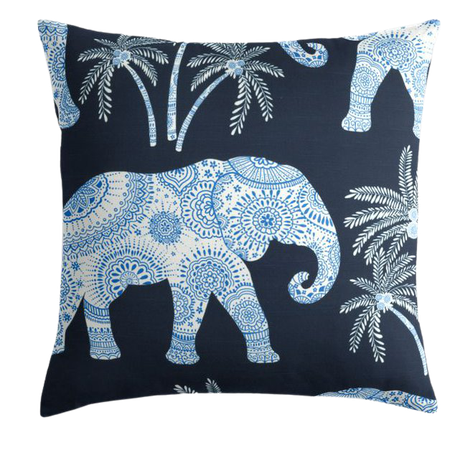 Navy Blue Elephant Pillow | Loom Decor