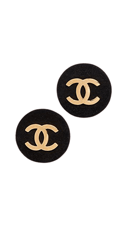 What Goes Around Comes Around Chanel Black Velvet CC Round Earrings | SHOPBOP