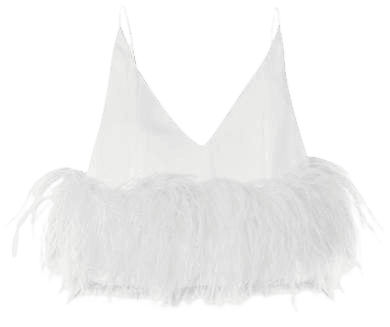 16ARLINGTON - Feather-trimmed Crepe Camisole - White