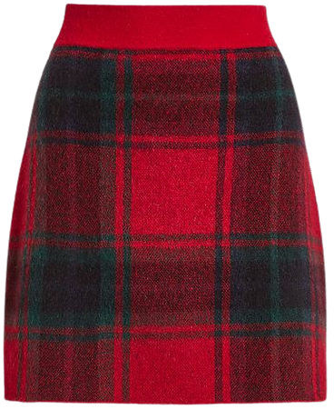 Plaid Alpaca-Blend Mini Skirt