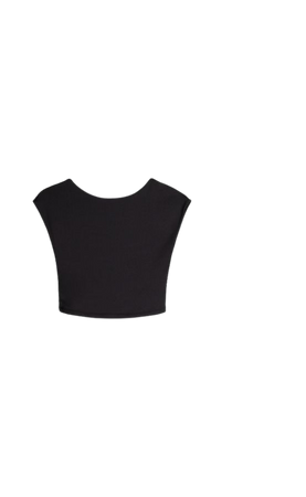 Short sleeve open back nylon blend T-shirt - Women | Bershka