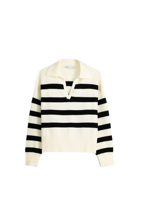 Polo collar sweater with stripes - New - Women | Bershka