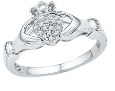 Diamond Accent Claddagh Ring in Sterling Silver
