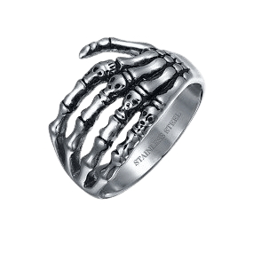 Stainless Steel Gothic Skull Men's Ring - Bling Jewelry