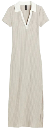 Bodycon Dress with Collar - Light greige/White - Ladies | H&M US