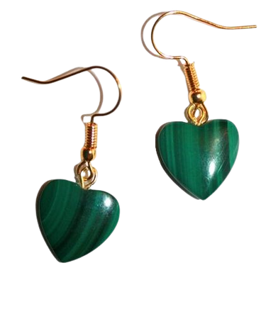Vintage Malachite Heart Earrings Green Malachite Genuine | Etsy
