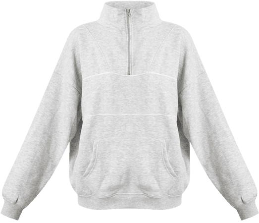 Ash Grey Half Oversize Contrast Piping Sweatshirt | PrettyLittleThing USA