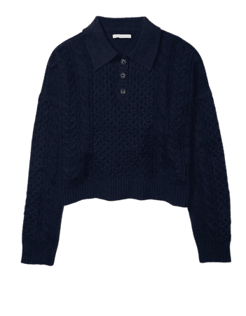 AE Cable Knit Polo Sweater