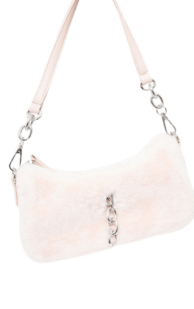 Pink Faux Fur Silver Chain Shoulder Bag | PrettyLittleThing