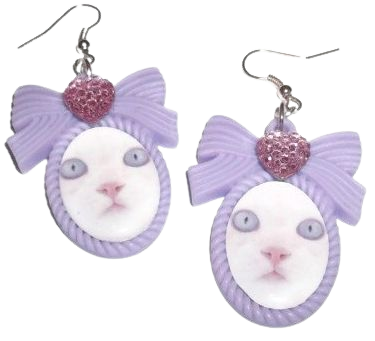 Cat Cameo Earrings Kawaii Pastel Goth Soft Grunge Lilac Cameo | Etsy