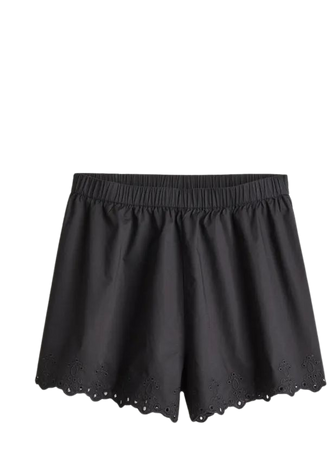 Beach Shorts with Eyelet Embroidery - Black - Ladies | H&M US