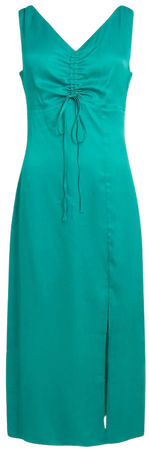 turquoise ruched slip dress