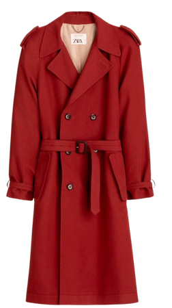 Zara red trench coat